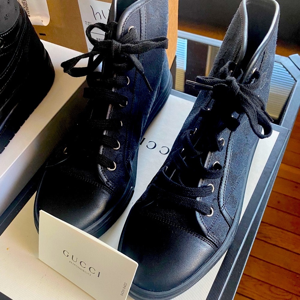 Gucci High-top Sneakers -T. Original GG/VIRO SOFT PIOMBO NERO/NERO